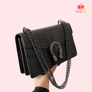 Crocodile Pattern Premium Handbag (Black)