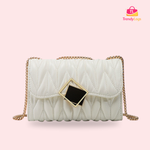 Chain Shoulder Wrinkle Bag (White)