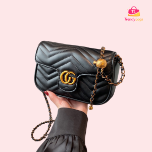 Gucci Inspired Quilted chain Shoulder bag (Black)