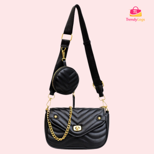 Quilted Chain Sling Bag with Coin Pouch