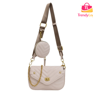 Quilted Chain Sling Bag with Coin Pouch