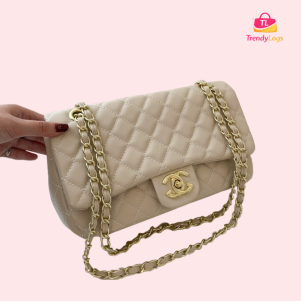 Chanel Inspired Shoulder Bag (Beige)